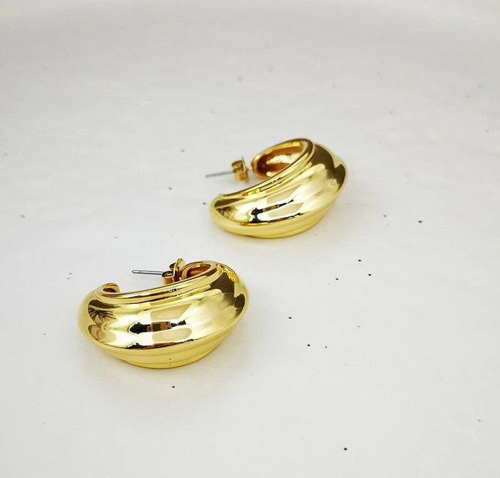 Funky Golden Plated Women’s Earrings - 2 Pcs Unique Design