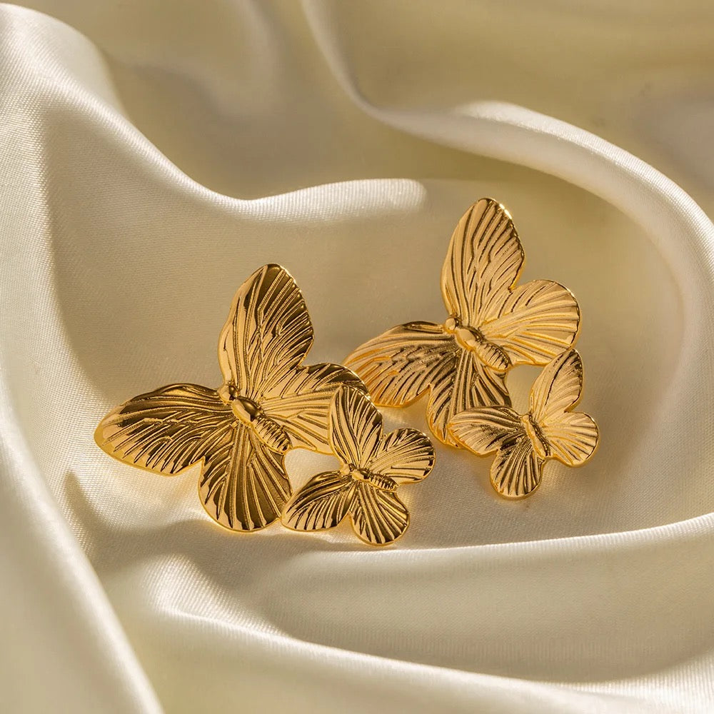 Gold Butterfly Earrings Elegant Everyday Wear Chic European-and-american Style Earrings