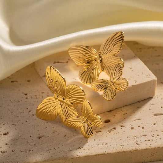 Gold Butterfly Earrings Elegant Everyday Wear Chic European-and-american Style Earrings