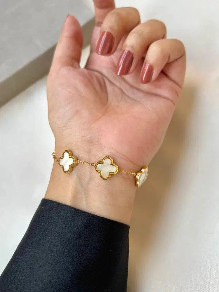 1 Pc Clover Design Gold Plated Chain Bracelet