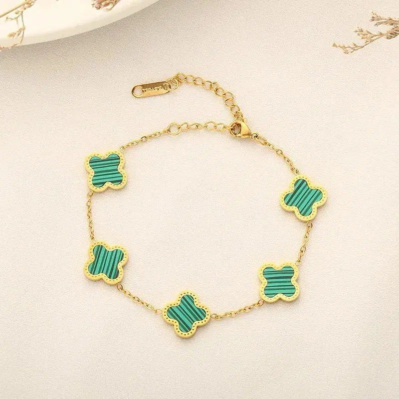 1 Pc Clover Design Gold Plated Chain Bracelet