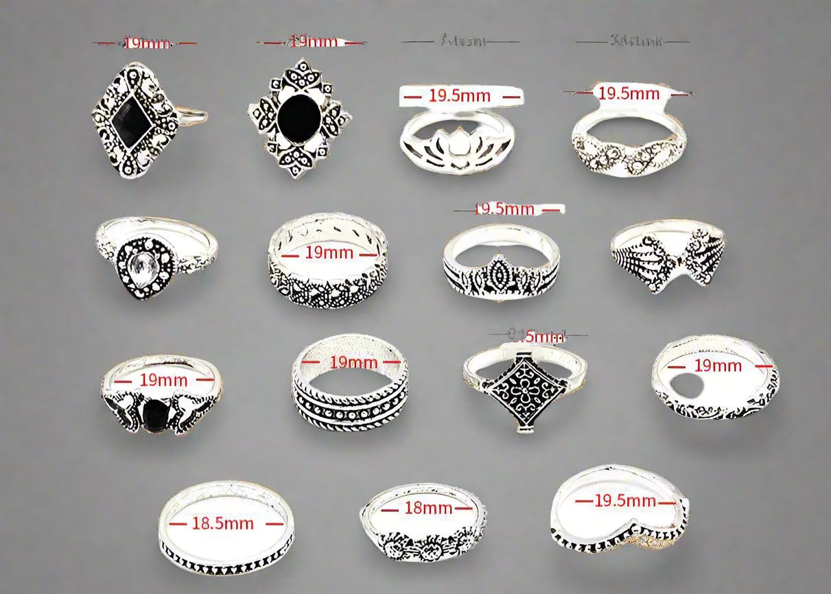 15 Pcs Trendy Rings Set