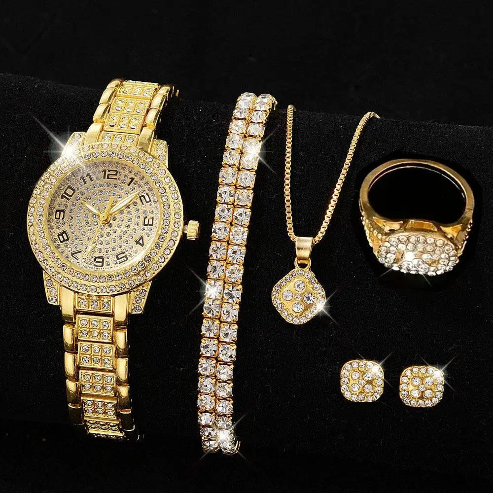 Women's Diamond Artificial Set - Roman Watch with Gift Box