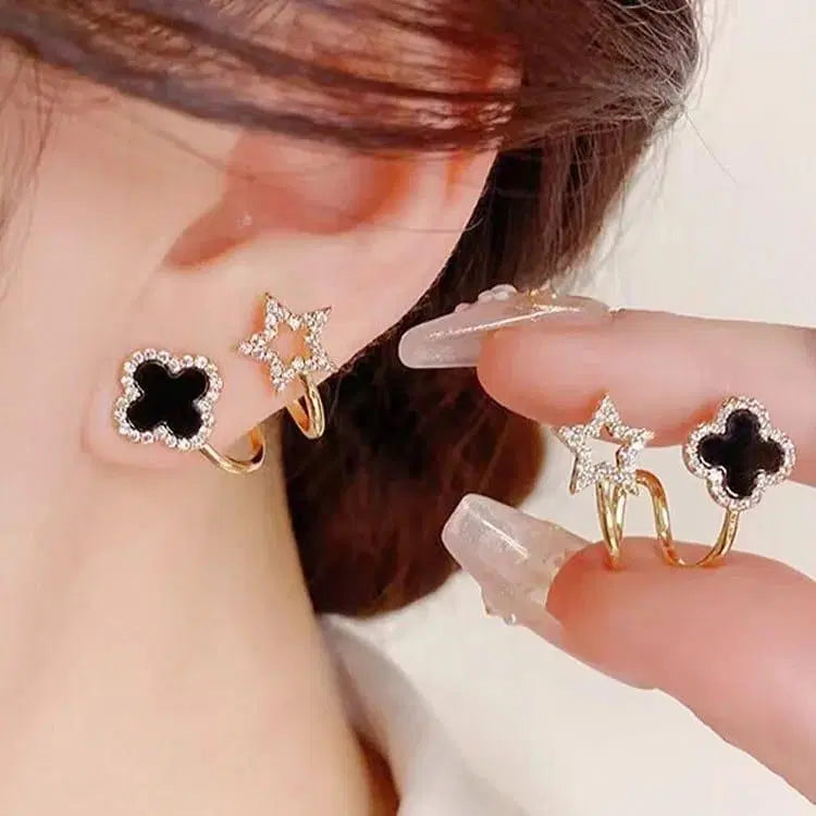 Star Shaped Gold Plated Artificial Stones Earrings