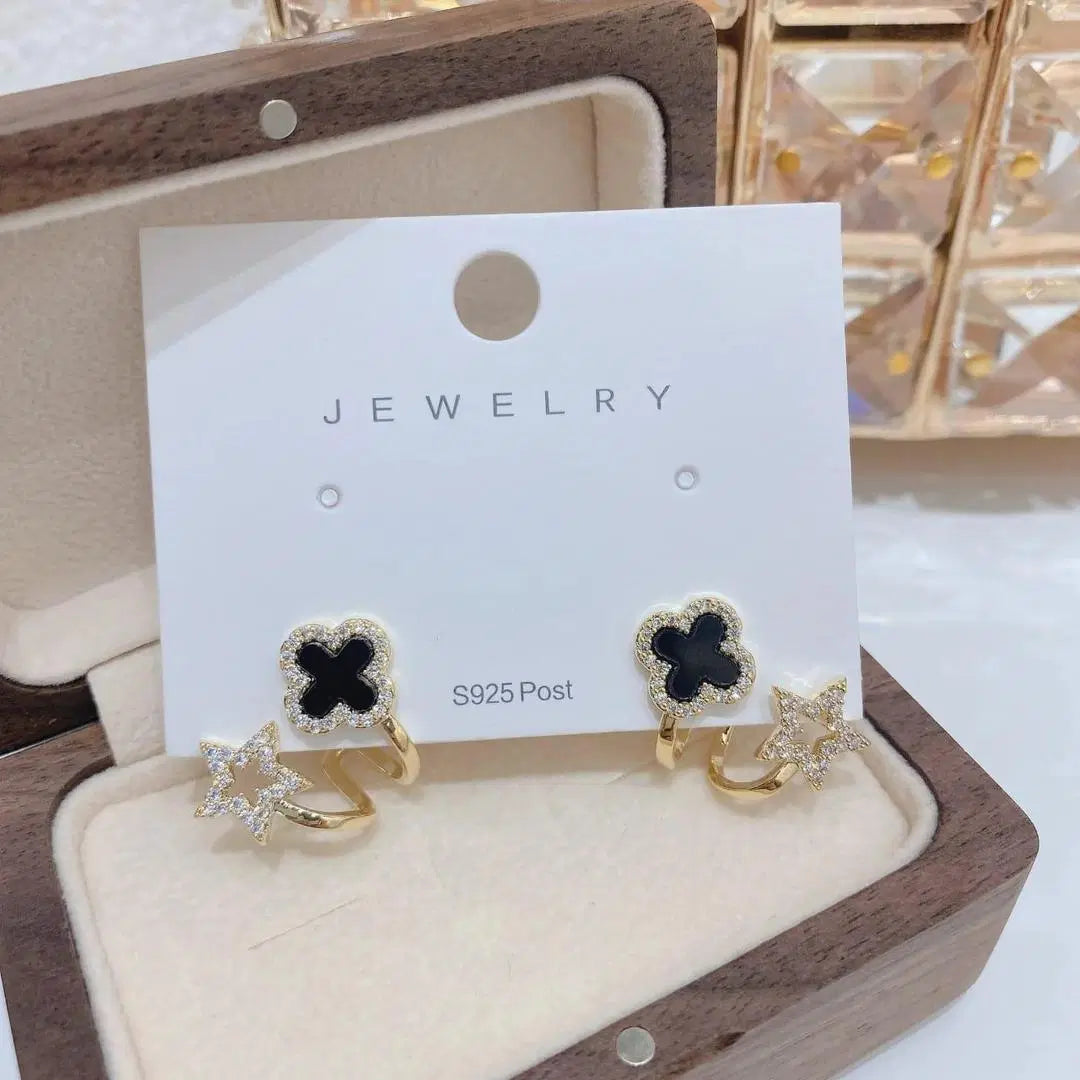 Star Shaped Gold Plated Artificial Stones Earrings