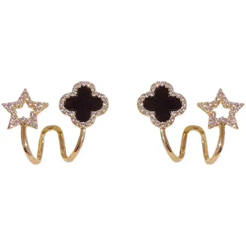 Star Shaped Gold Plated Artificial Stones Earrings